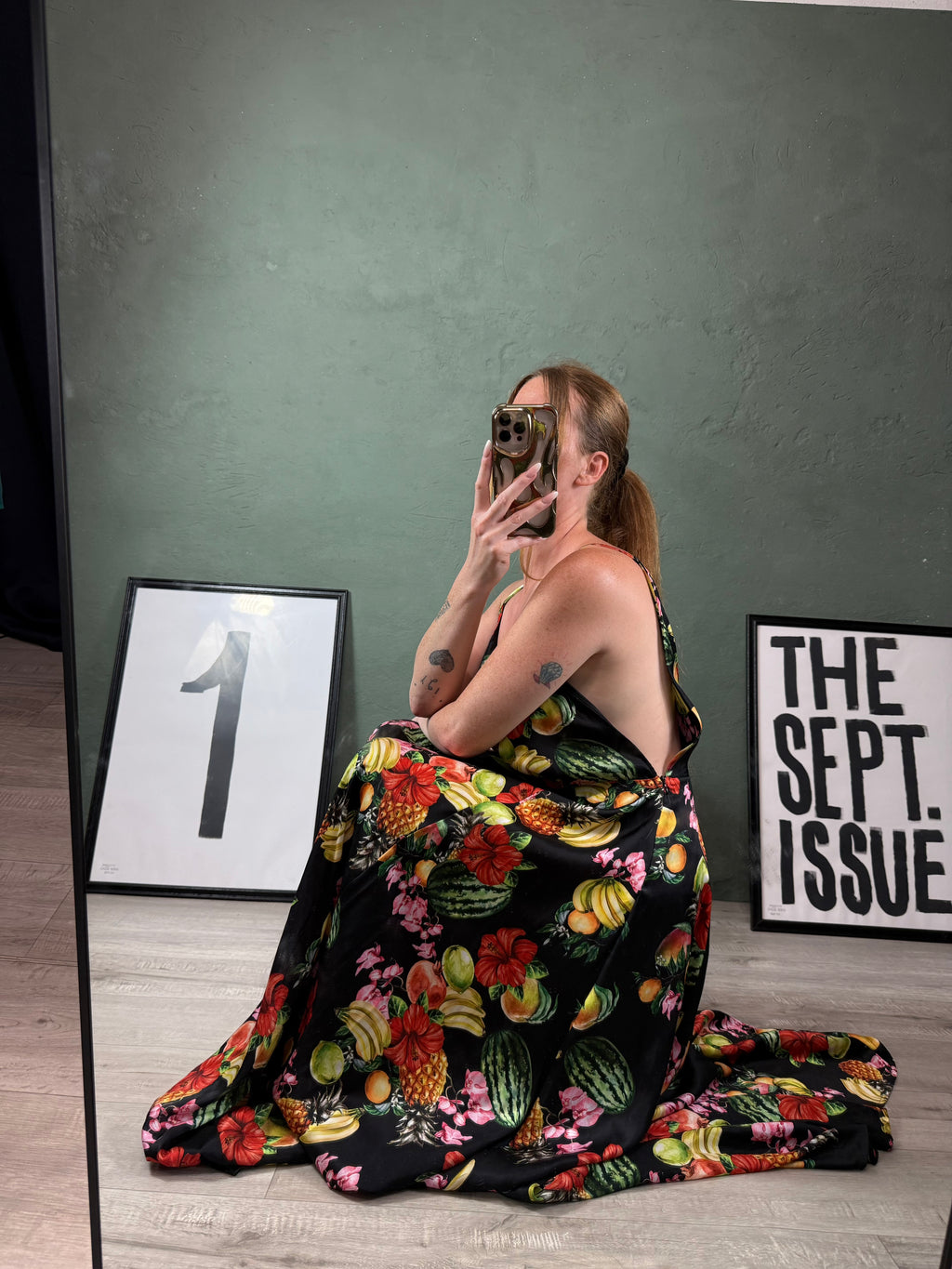 Abito lungo fantasia frutta tg.M