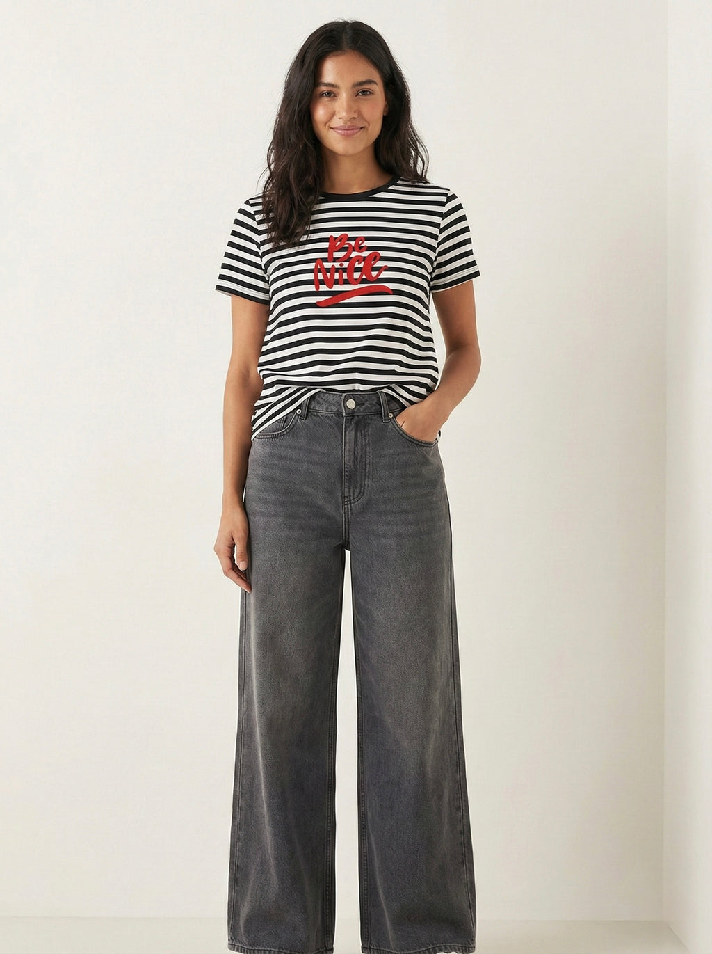 T-shirt righe ‘Be nice’ tg. S/M