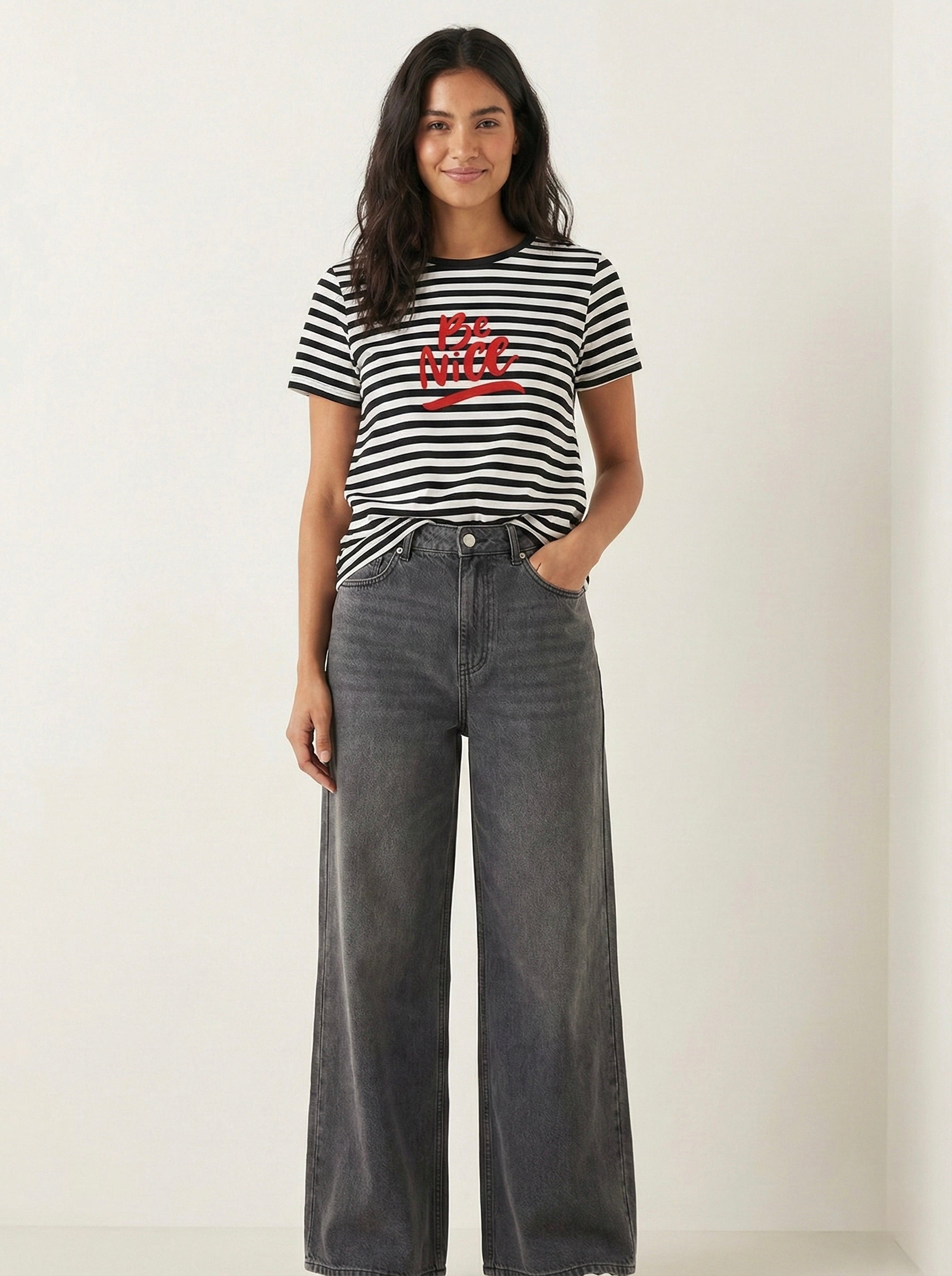 T-shirt righe ‘Be nice’ tg. S/M