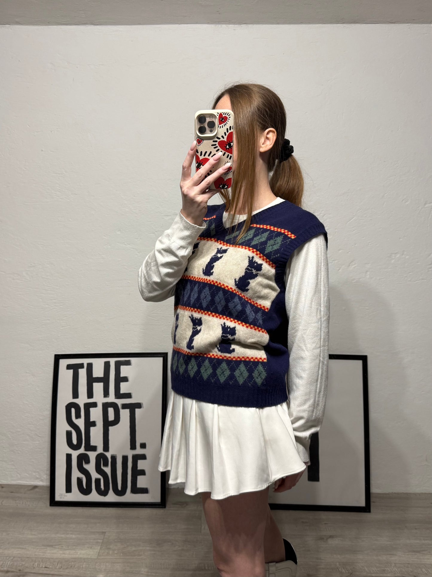 Maglioncino smanicato lana fantasia Benetton