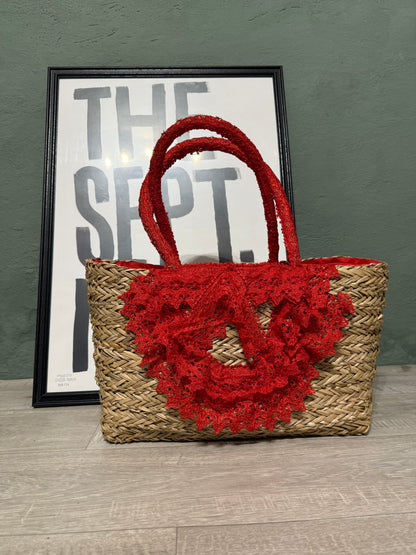 Borsa in paglia macramè