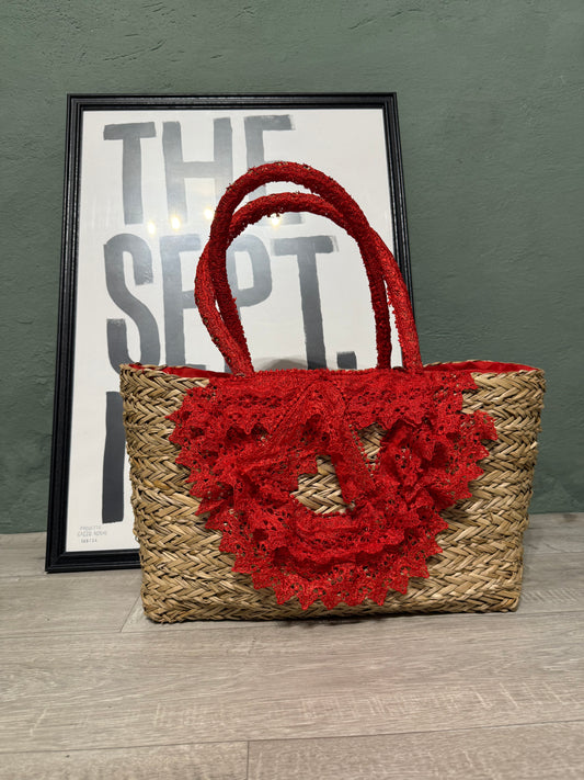 Borsa in paglia macramè