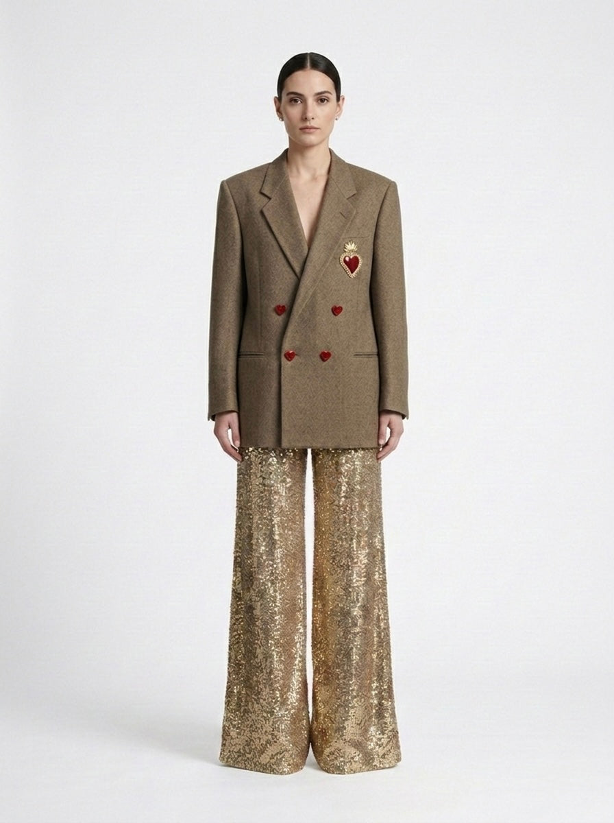 Blazer doppiopetto ‘Make money not love’ Sacré-Cœur