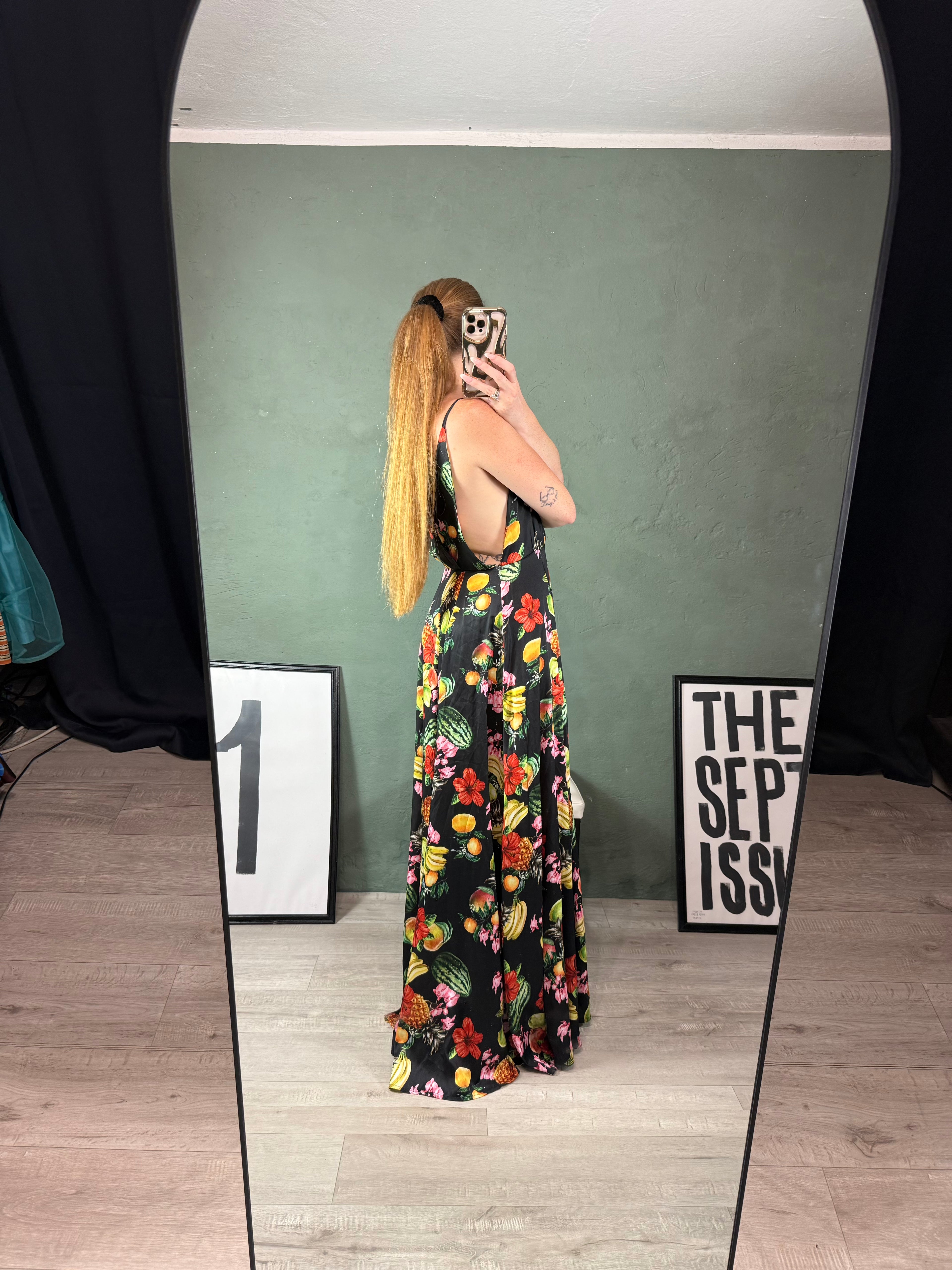 Abito lungo fantasia frutta tg.M