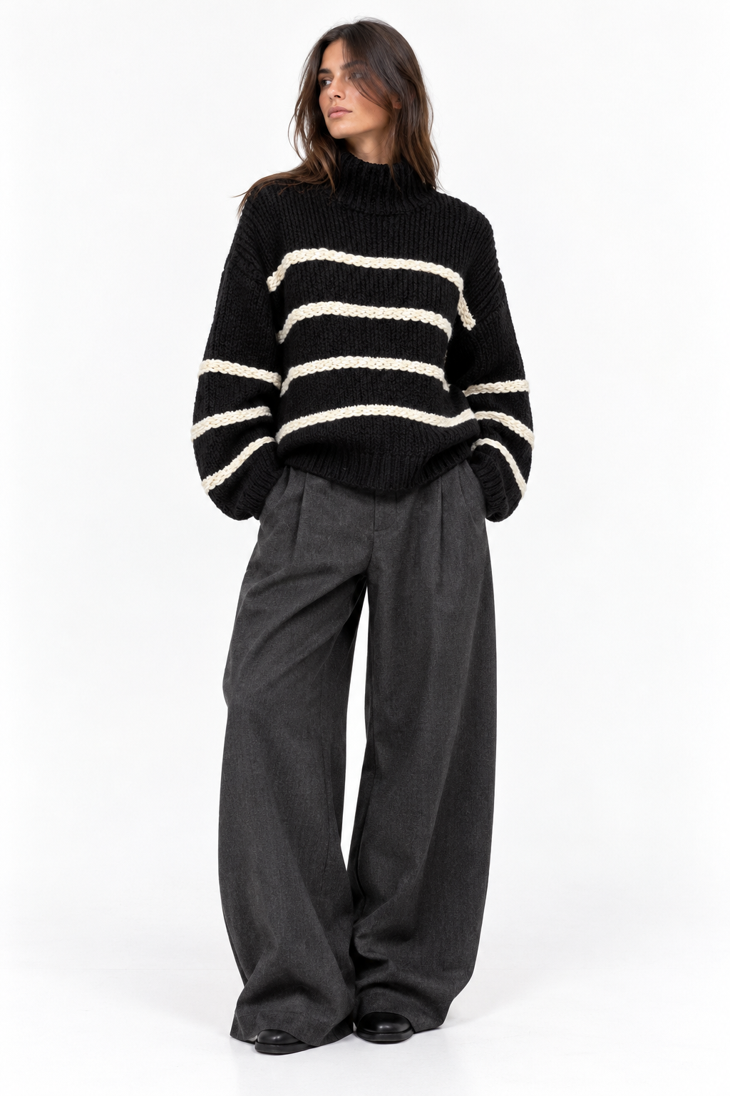 Maglione oversize righe