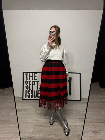 Maxi gonna tartan frange