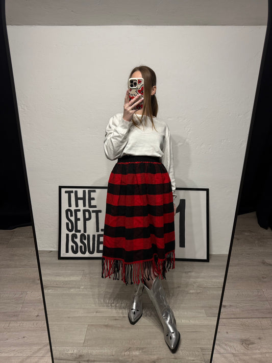 Maxi gonna tartan frange