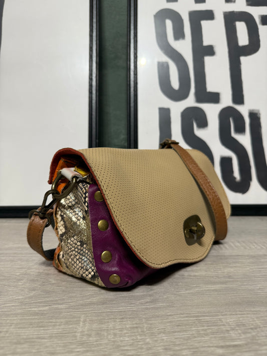 Mini postina handmade multicolor in pelle