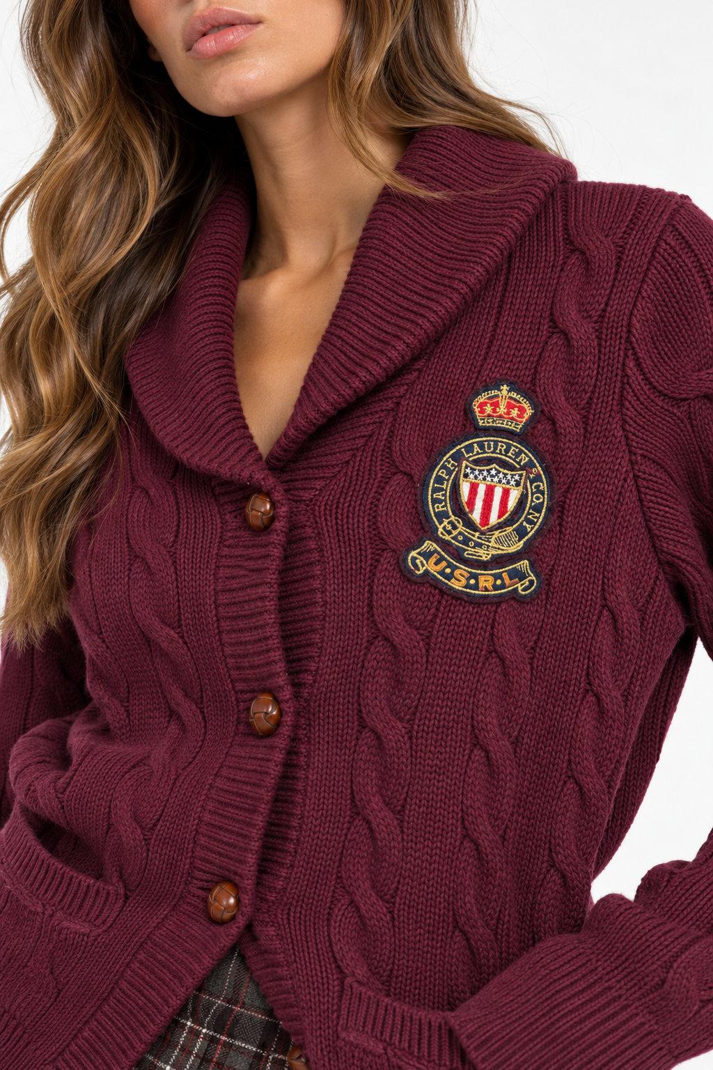Cardigan trecce vintage Ralph Lauren Lana e cashmere