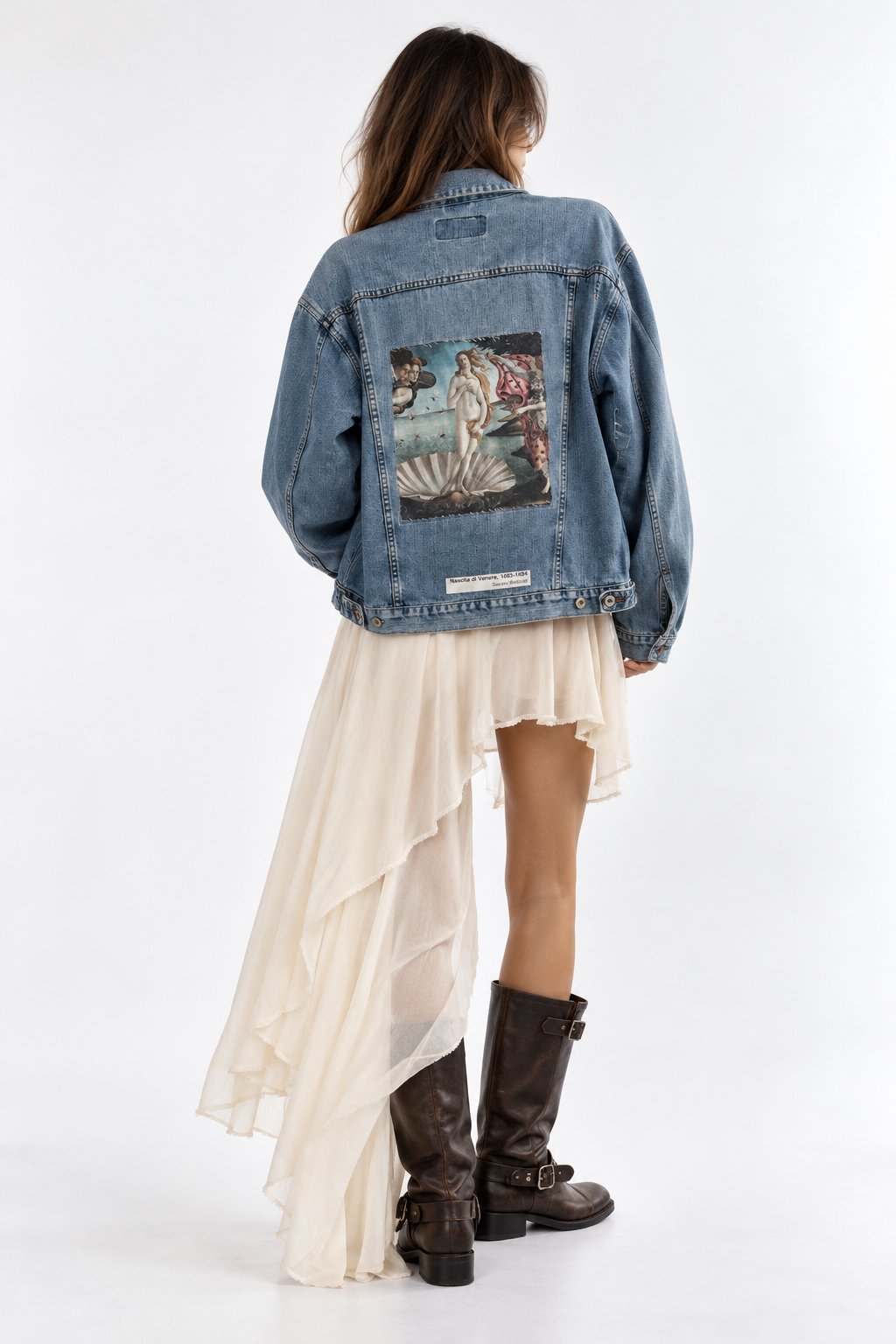 Giacca denim ‘Nascita di Venere’ Botticelli handmade