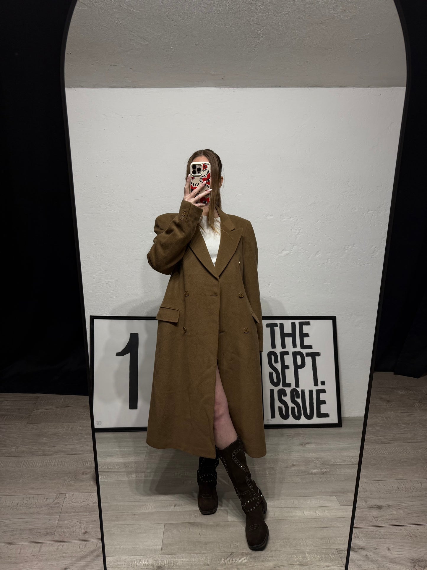 Cappotto cammello vintage doppiopetto 100% lana