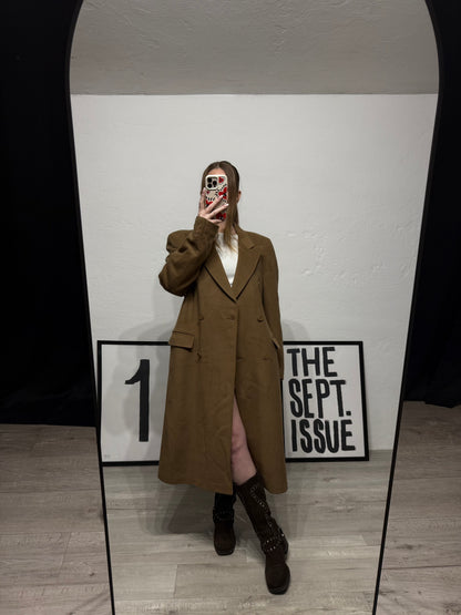 Cappotto cammello vintage doppiopetto 100% lana