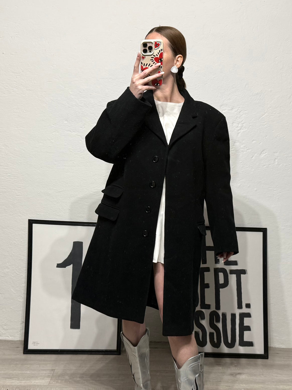 Cappotto vintage monopetto nero