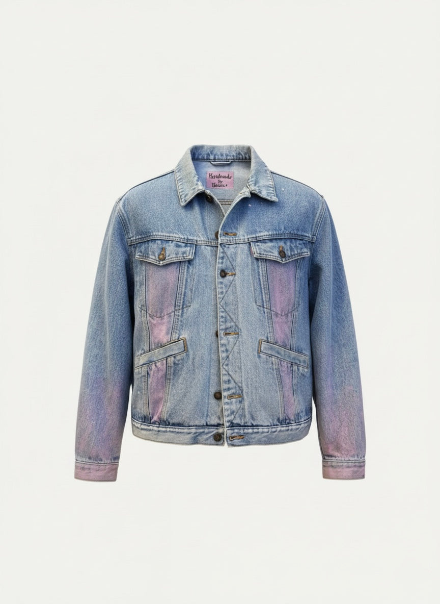 Giacca denim ‘Better late than ugly’ handmade