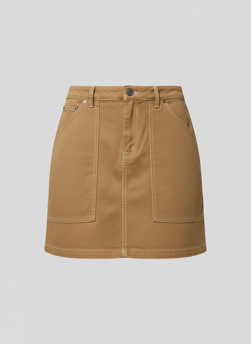 Minigonna denim cammello