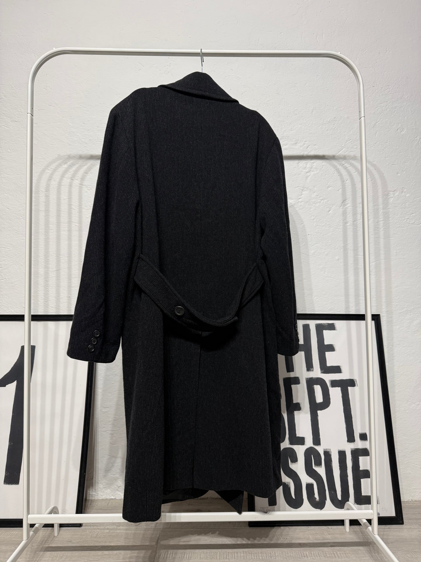 Cappotto vintage doppiopetto costine nero