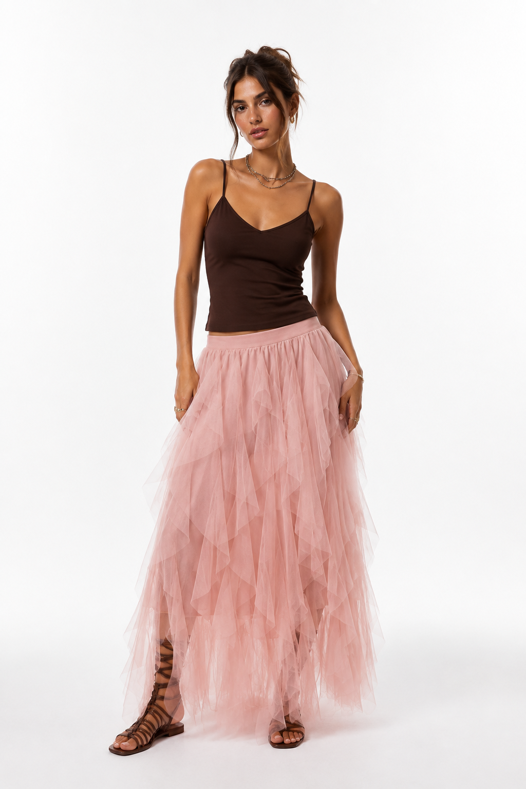 Maxigonna petali tulle