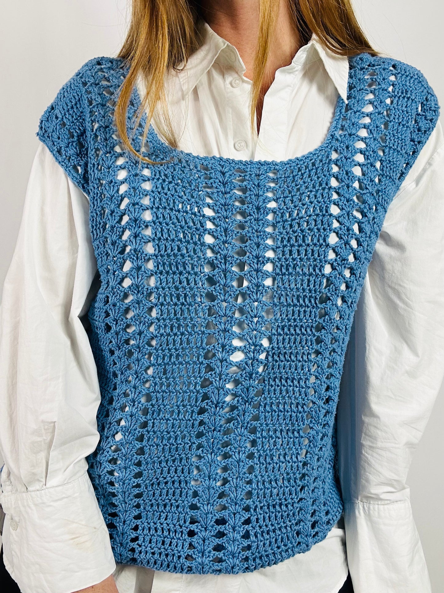 Gilet uncinetto azzurro cielo