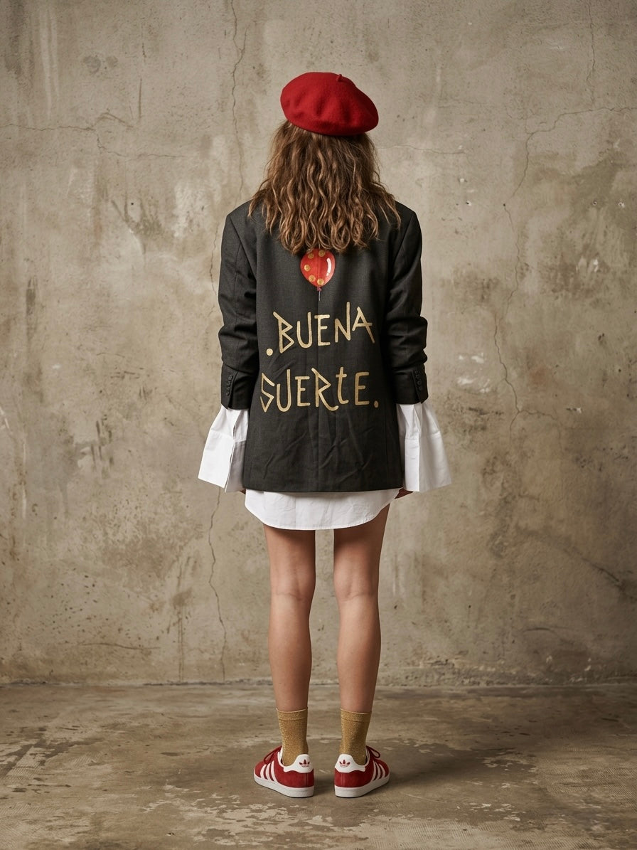 Blazer vintage ‘Buena sorte’ 🎈 hand printed