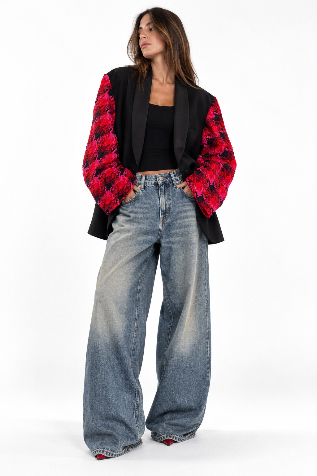 Blazer vintage ‘Tartan sleeves’ reworked