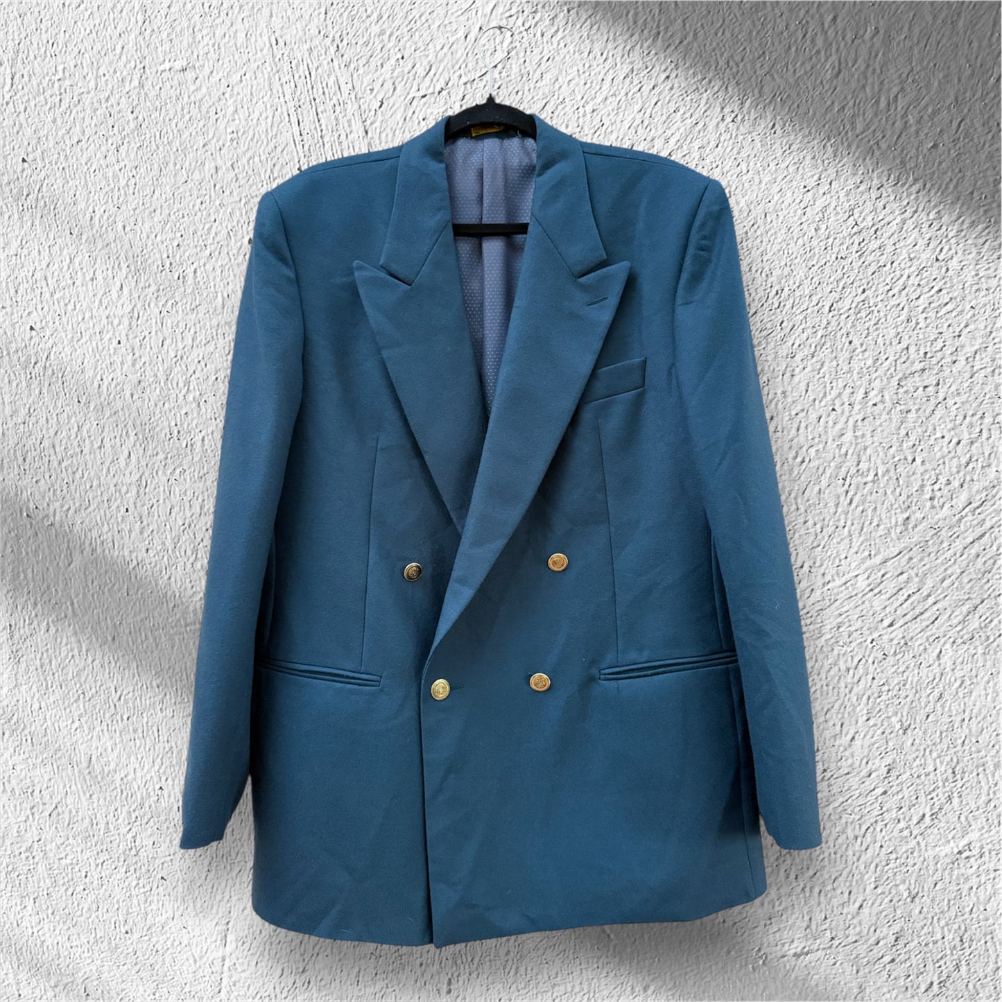 Blazer ottanio doppiopetto ‘Silver Cherries’ handmade