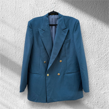 Blazer ottanio doppiopetto ‘Silver Cherries’ handmade