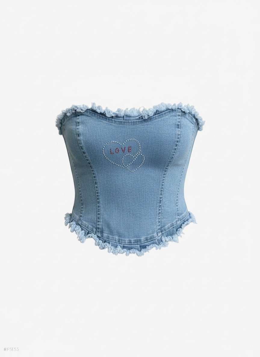 Top corsetto denim