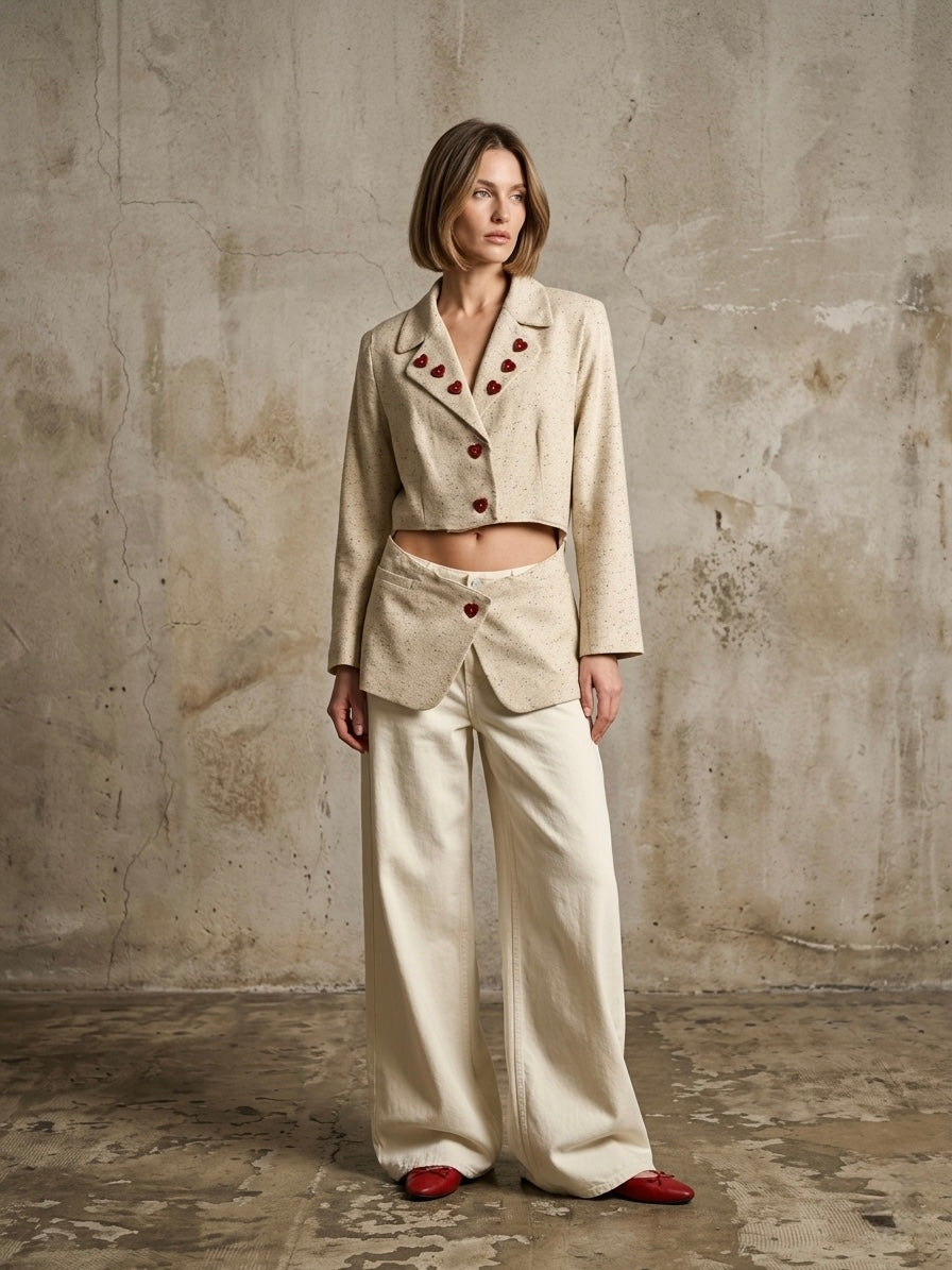 Blazer cut out ‘red hearts’ reworked