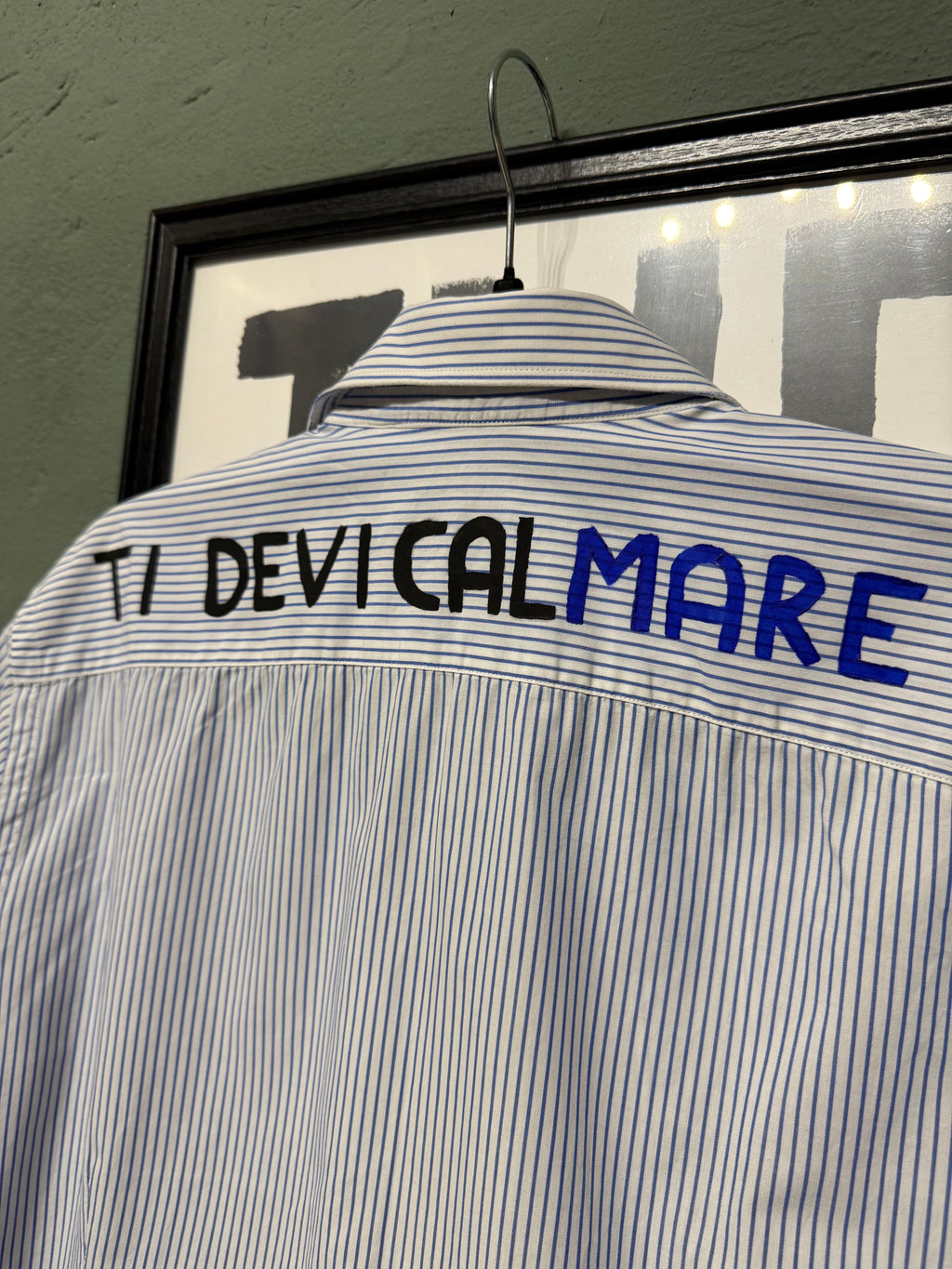 Camicia righe ‘Ti devi calmare’ tg.M
