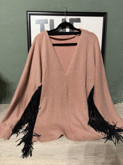 Maxi maglia / abito lurex e frange