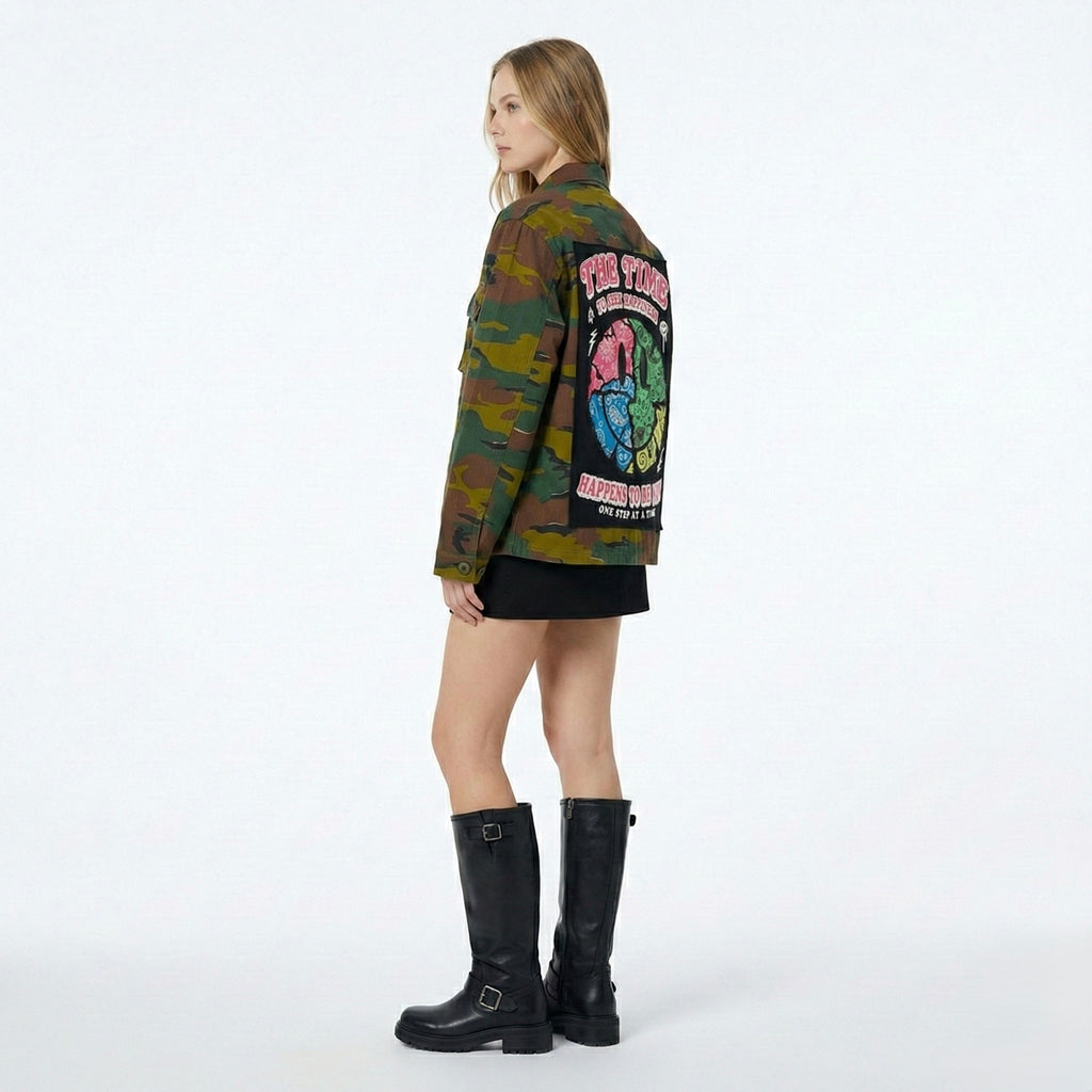 Giacca militare ‘Fluo smile’ upcycling