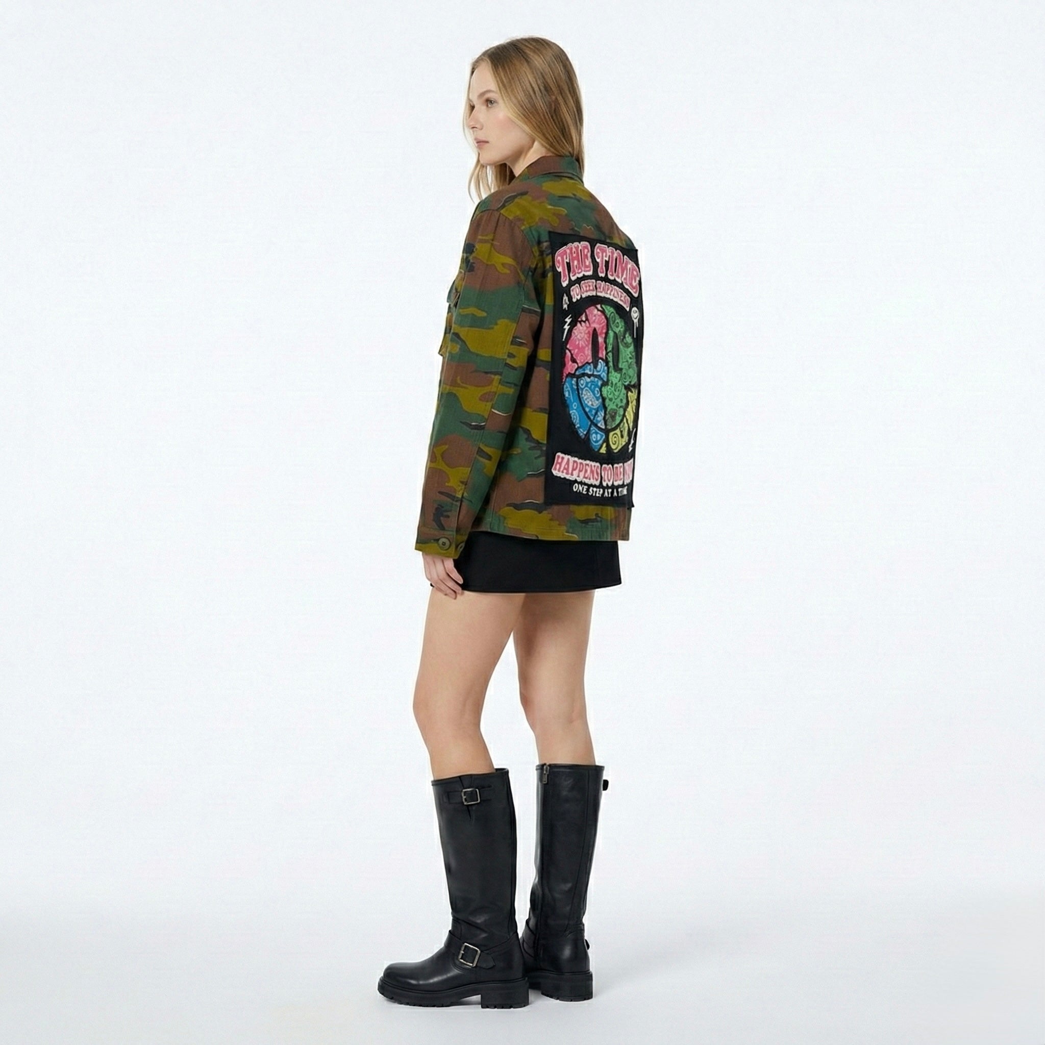 Giacca militare ‘Fluo smile’ upcycling