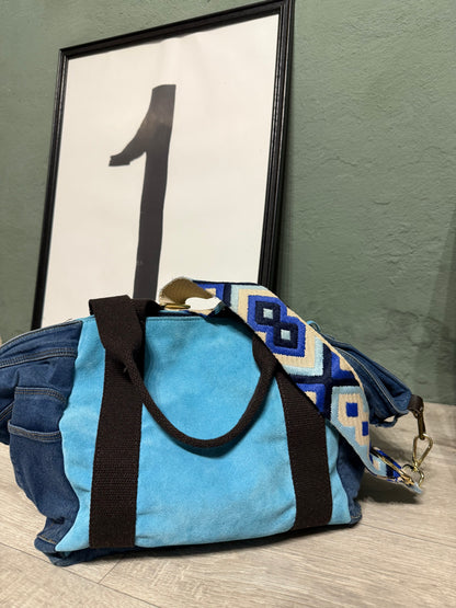 Borsa denim handmade frange