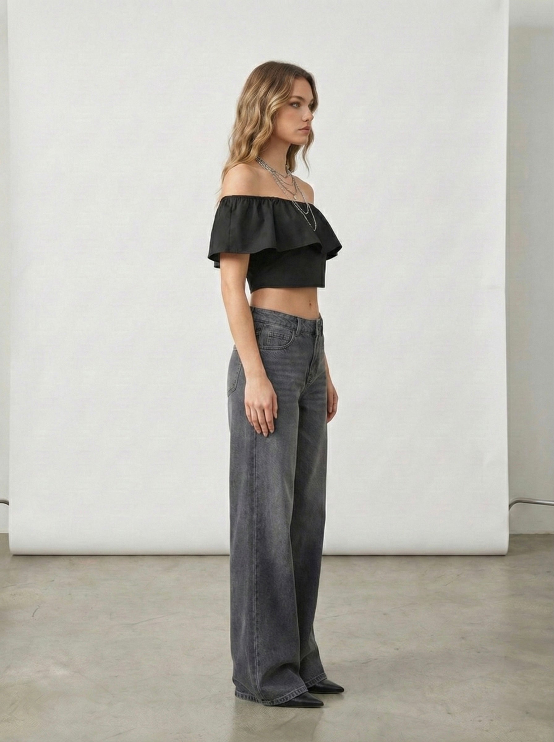 Top cropped volant Zara