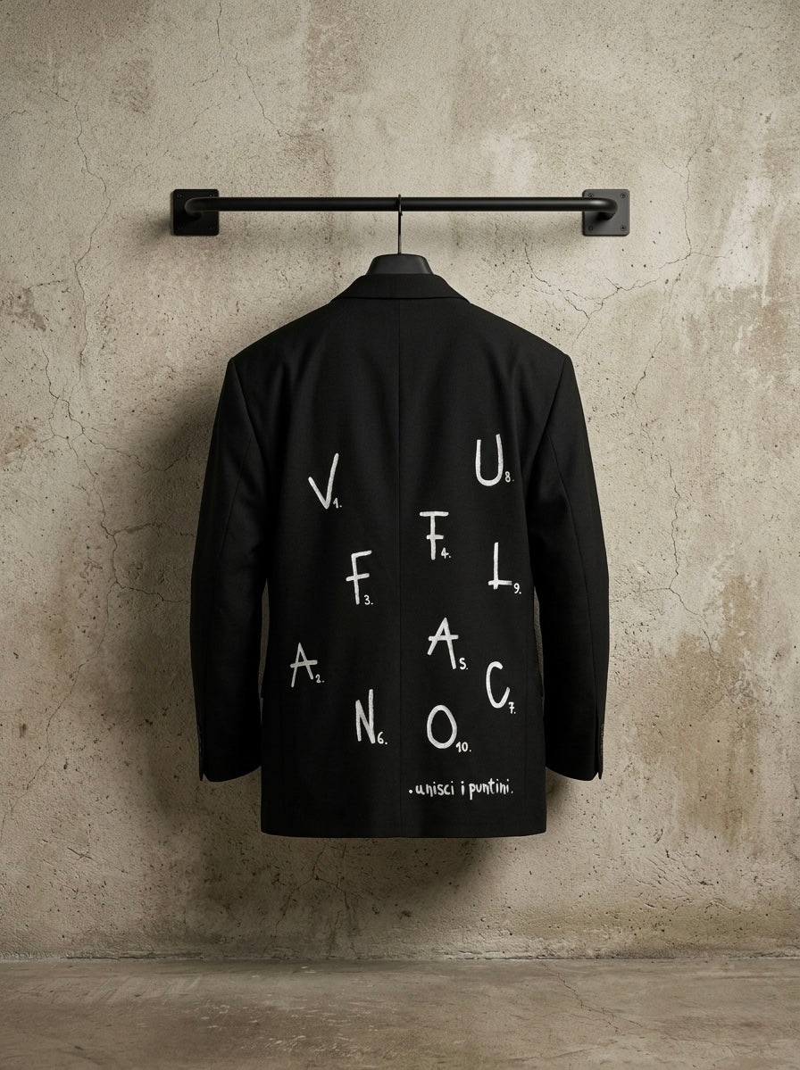 Blazer vintage doppiopetto ‘unisci i puntini’ hand printed