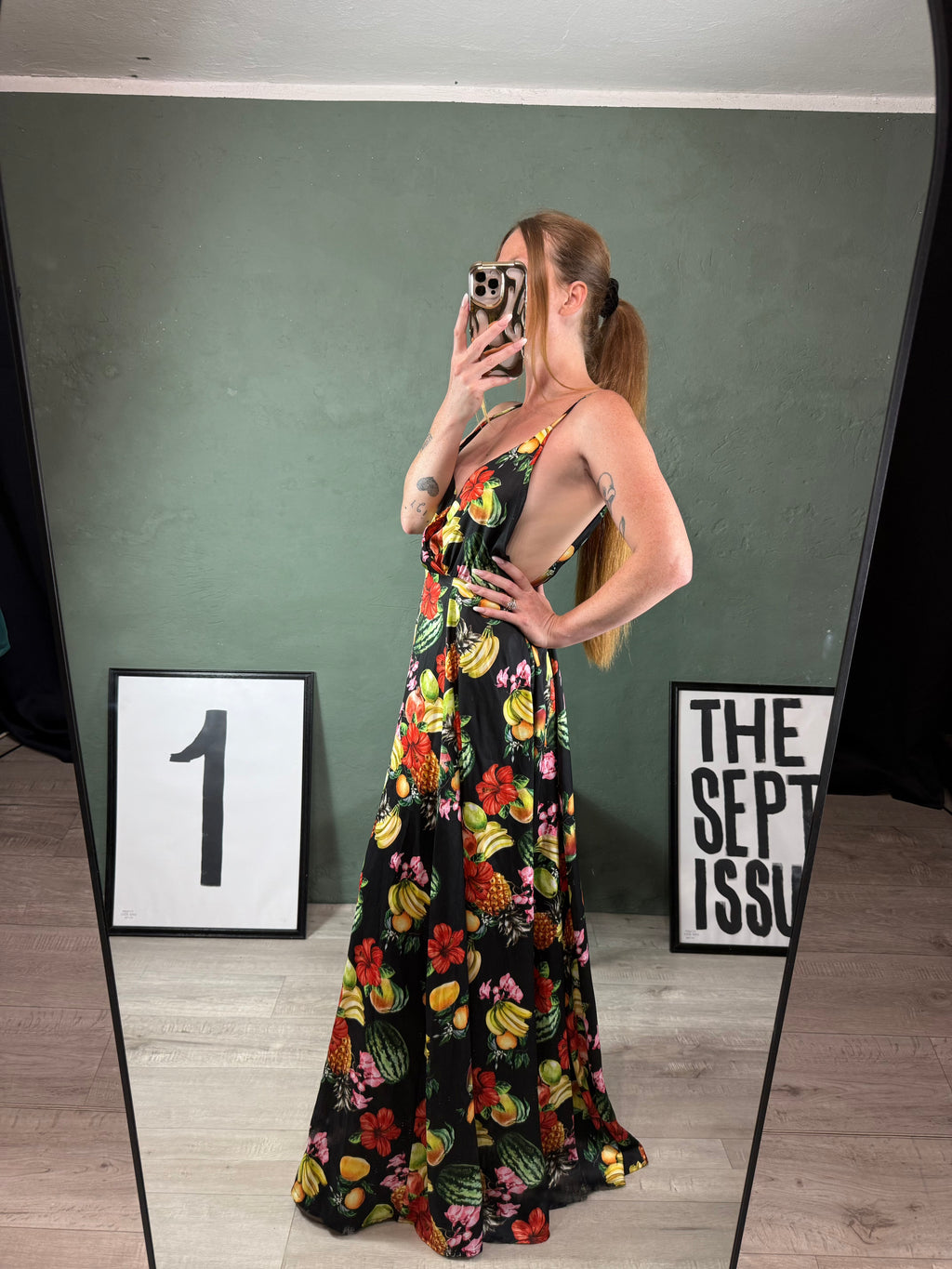 Abito lungo fantasia frutta tg.M