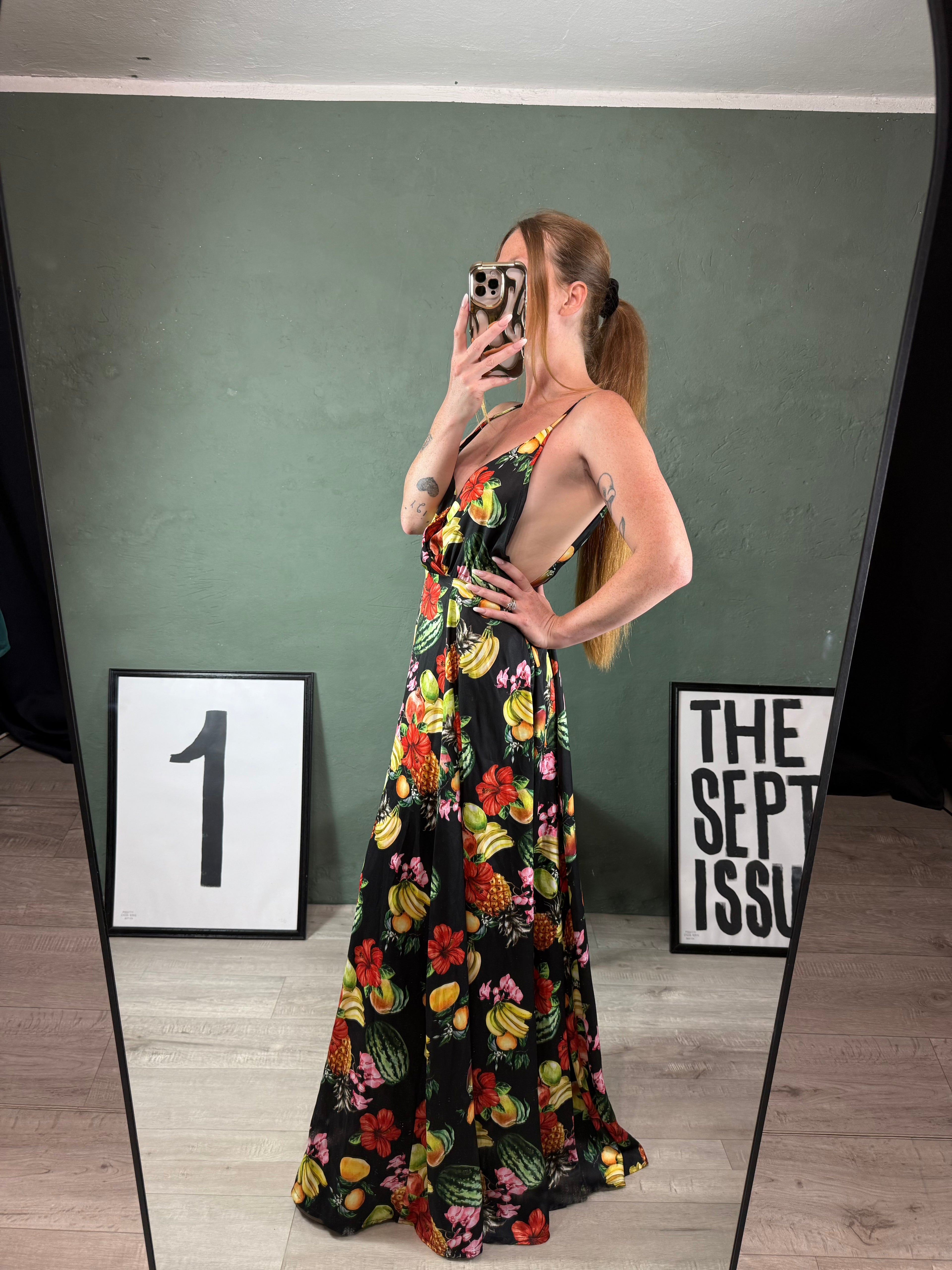 Abito lungo fantasia frutta tg.M