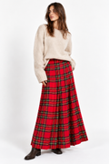 Maxigonna Vintage Plissé Tartan Rossa