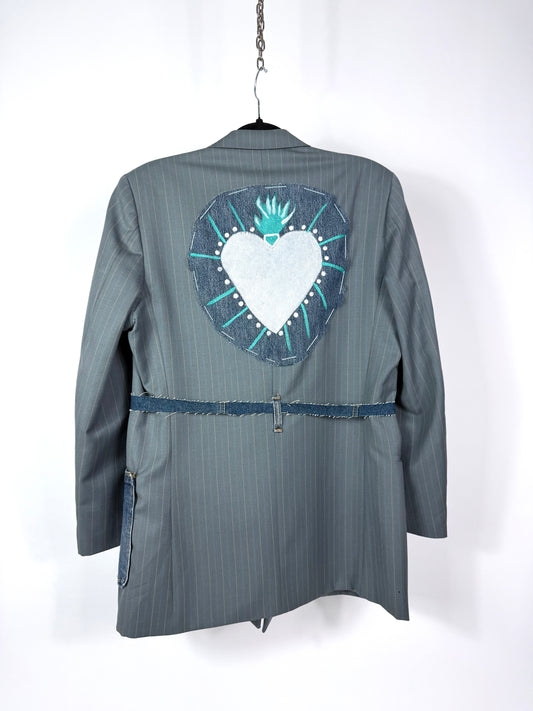 Blazer gessato & denim vintage ‘Sacré-Cœur’ tg.M