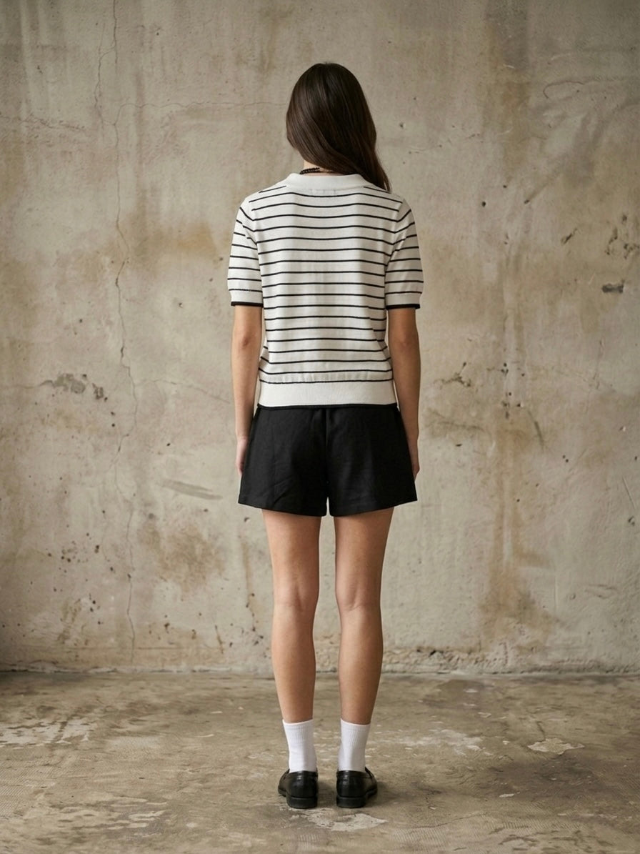 Polo righe scollo V