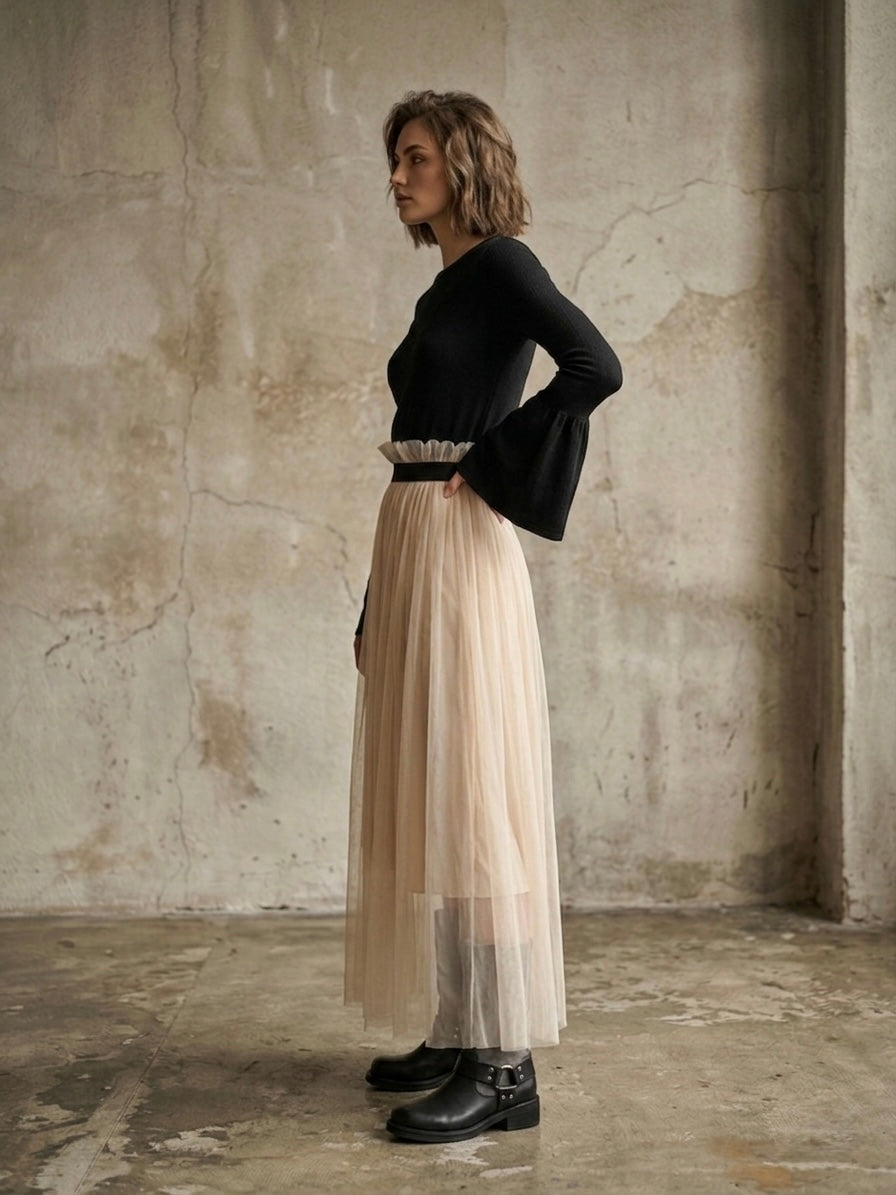 Maxigonna tulle vaniglia