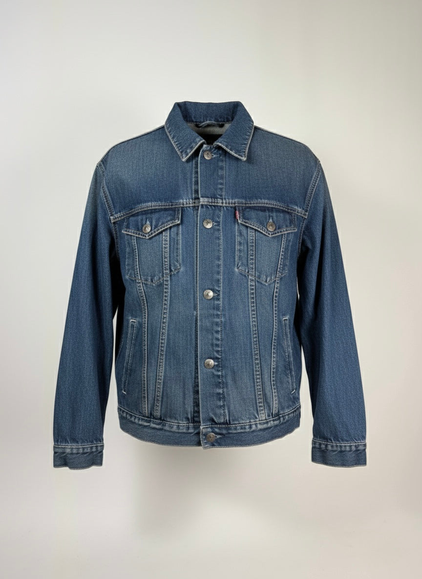 Giacca denim ‘HEART EYE’ hand printed