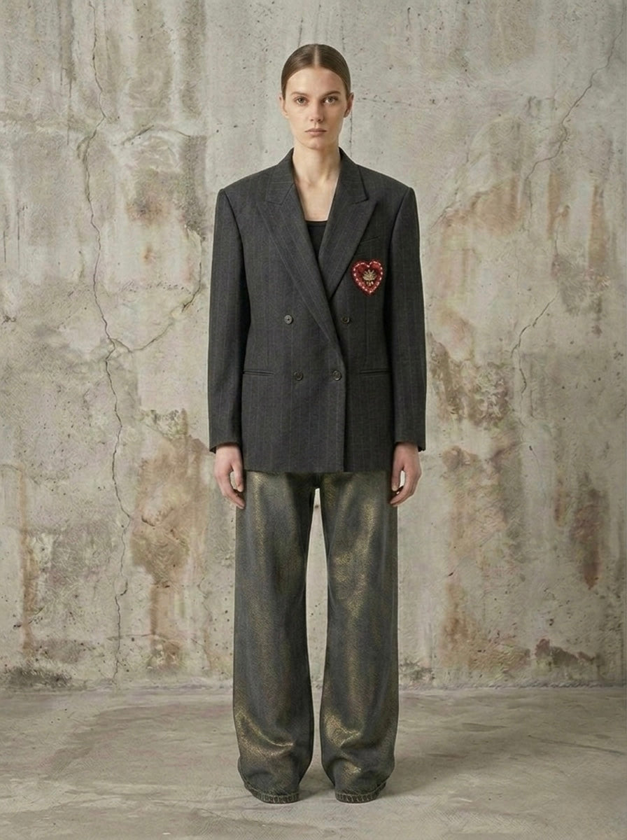 Blazer doppiopetto gessato ‘Más amor por favor’ Sacré-Cœur