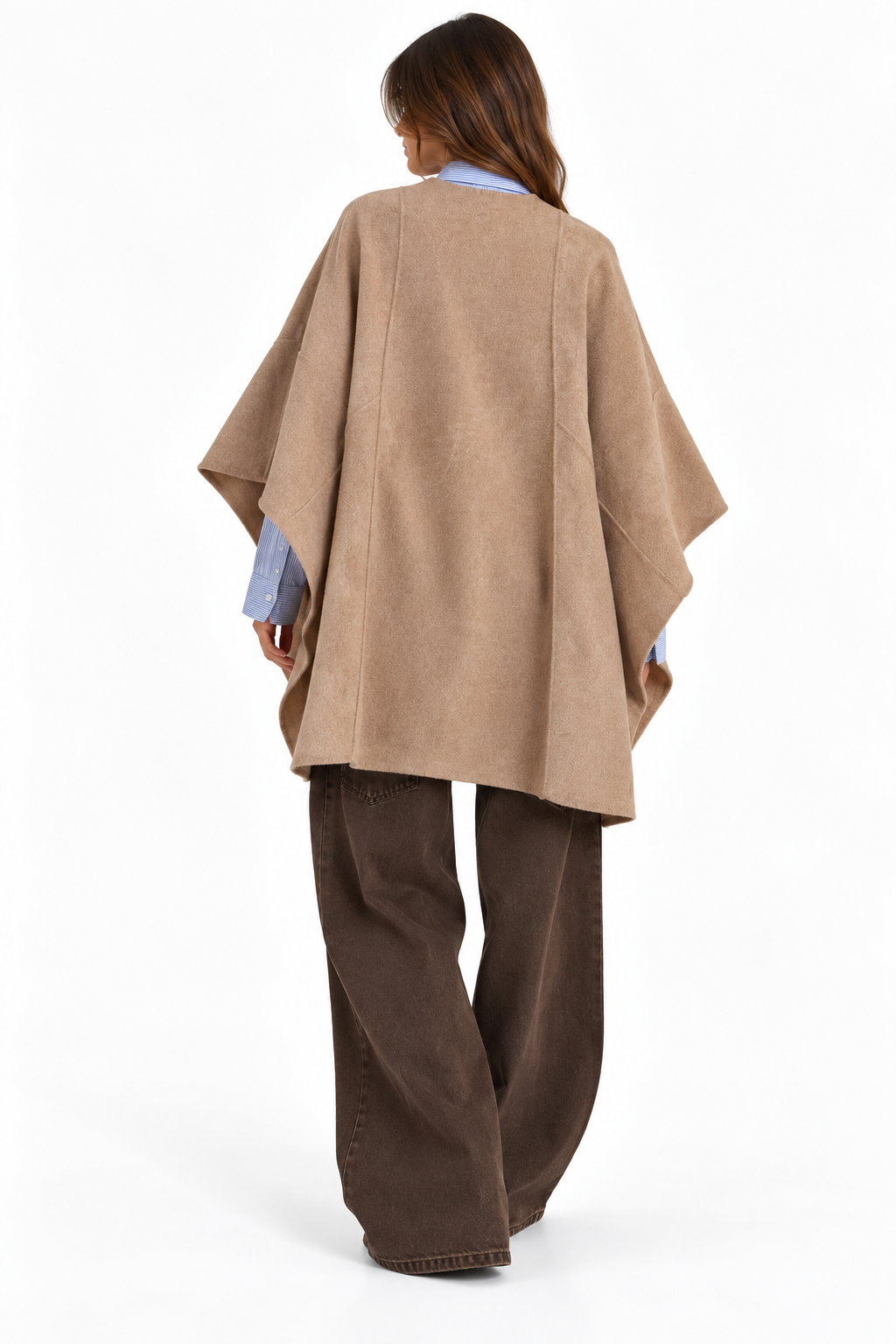 Cappotto mantella cammello lana e viscosa