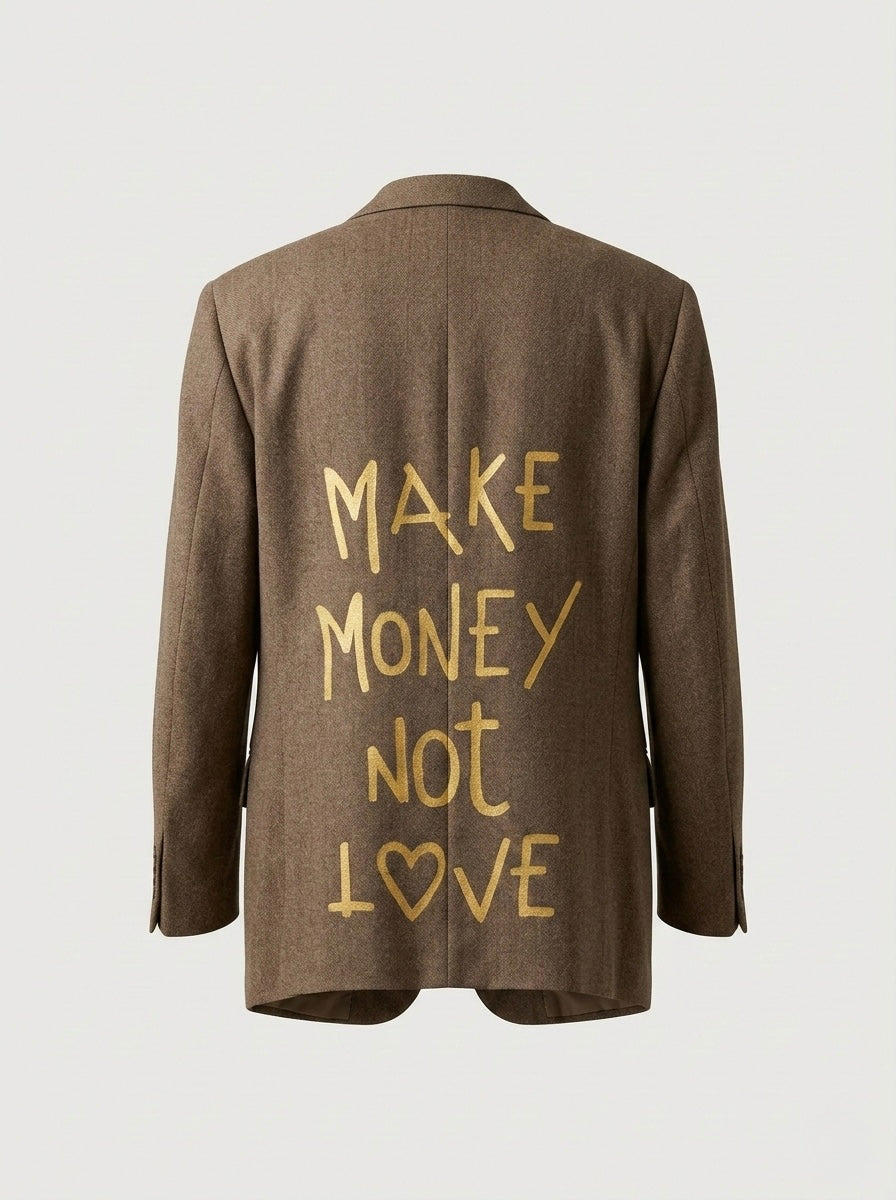 Blazer doppiopetto ‘Make money not love’ Sacré-Cœur