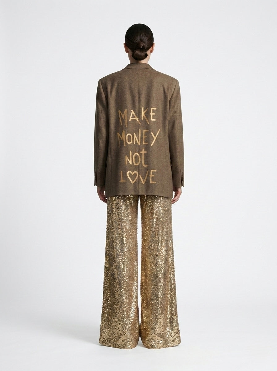 Blazer doppiopetto ‘Make money not love’ Sacré-Cœur