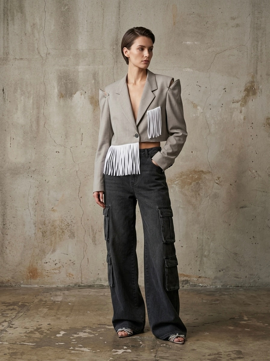 Blazer cropped-cut out frange
