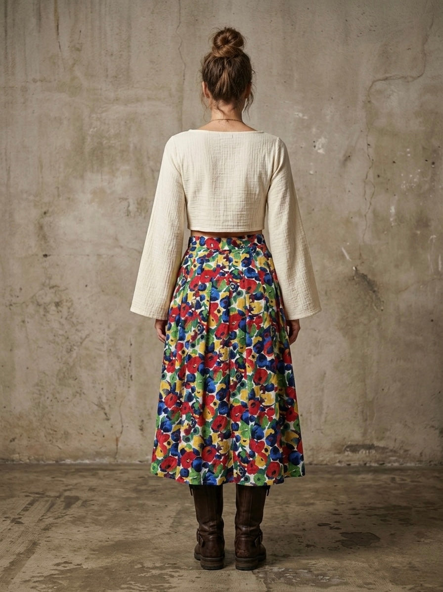 Maxi gonna vintage papaveri