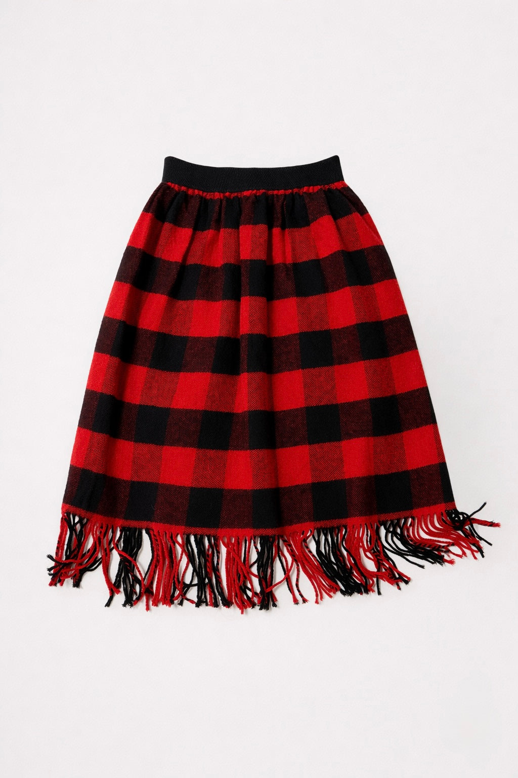 Maxi gonna tartan frange