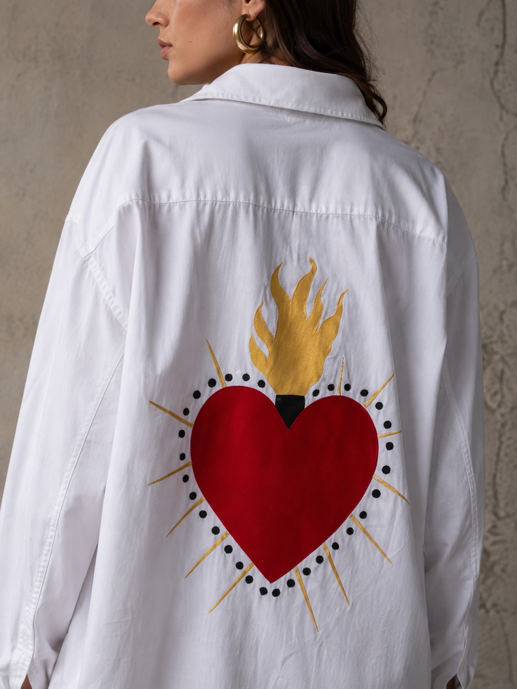 Camicia ‘Sacré-Cœur’ handprinted